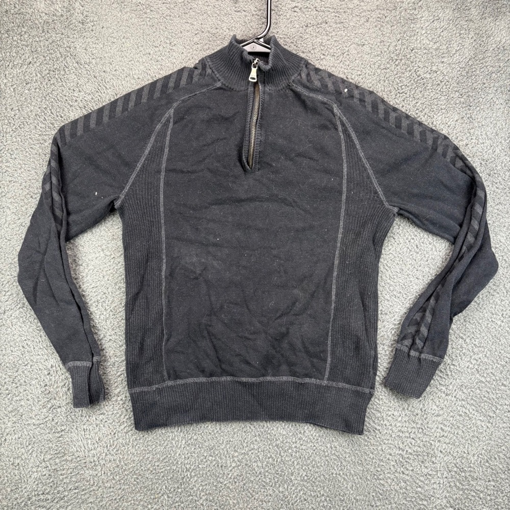 BKE Mens Quarter Zip Pullover Sweater‎ Size S Slim Fit Charcoal Gray Cotton